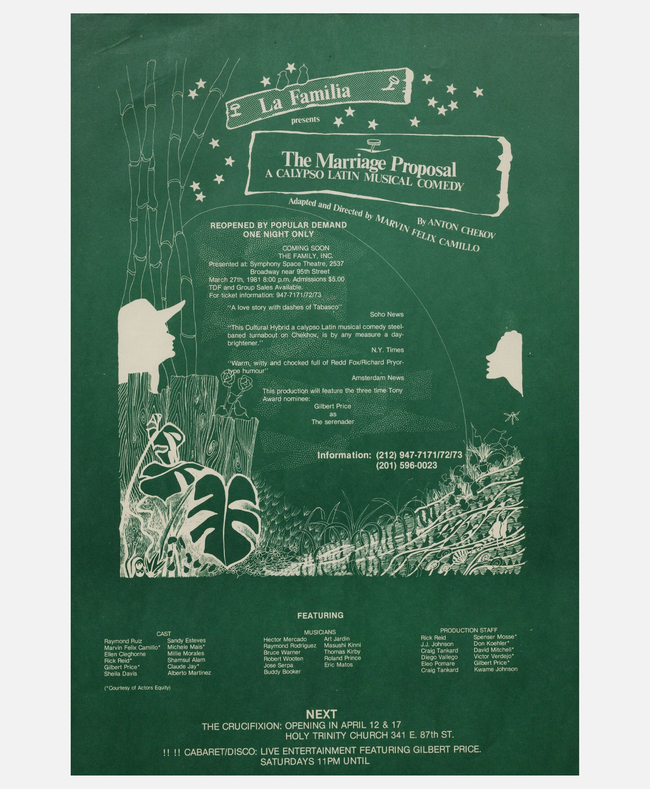 La Familia, Inc. presents The Marriage Proposal: A Calypso Latin Musical Comedy<br><br>La Familia, Inc. presenta The Marriage Proposal: A Calypso Latin Musical Comedy