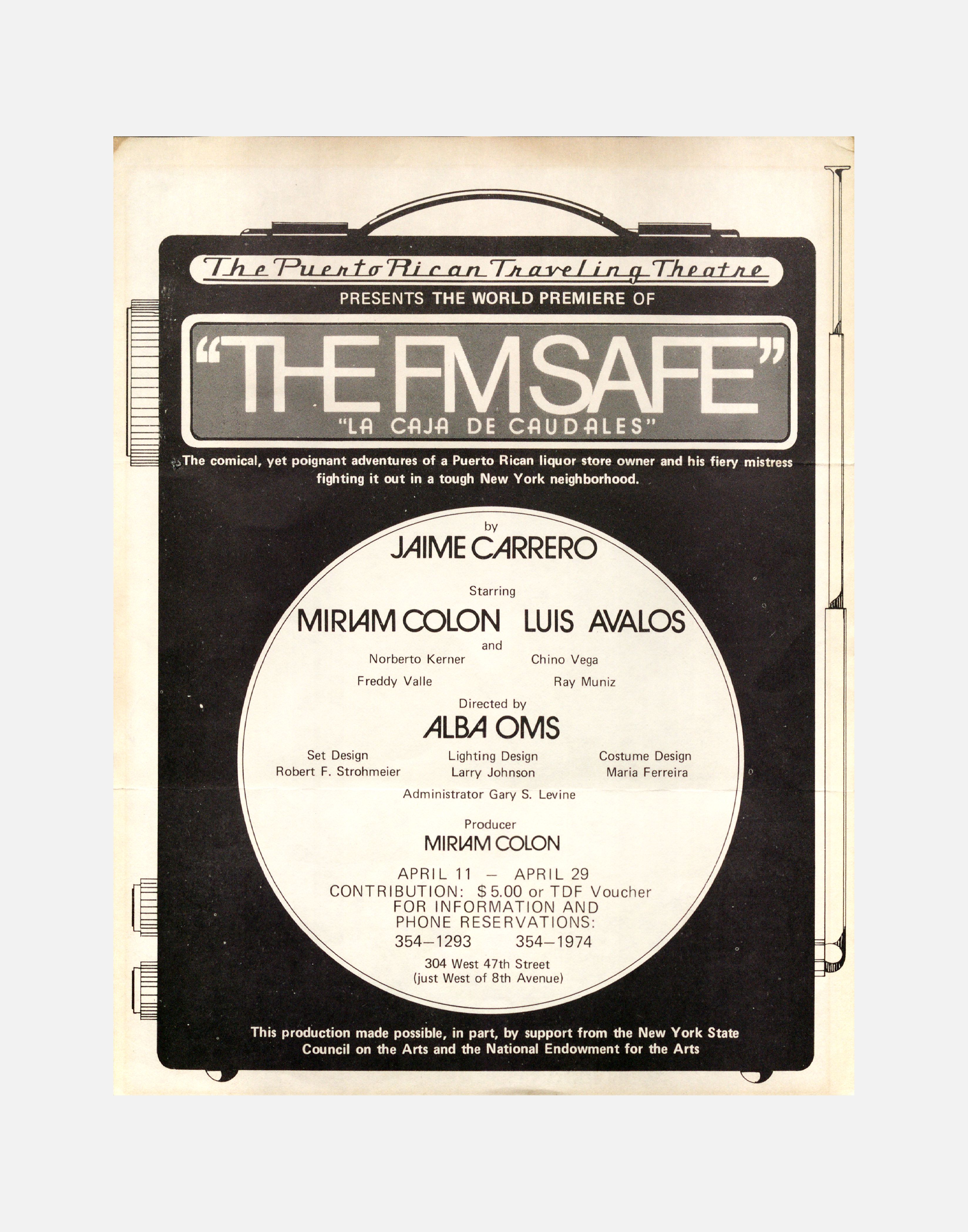 The Puerto Rican Traveling Theatre presents the World Premiere of The FM Safe [La caja de caudales] by Jaime Carrero<br><br>El Teatro Itinerante Puertorriqueño presenta el estreno mundial de La caja de caudales de Jaime Carrero