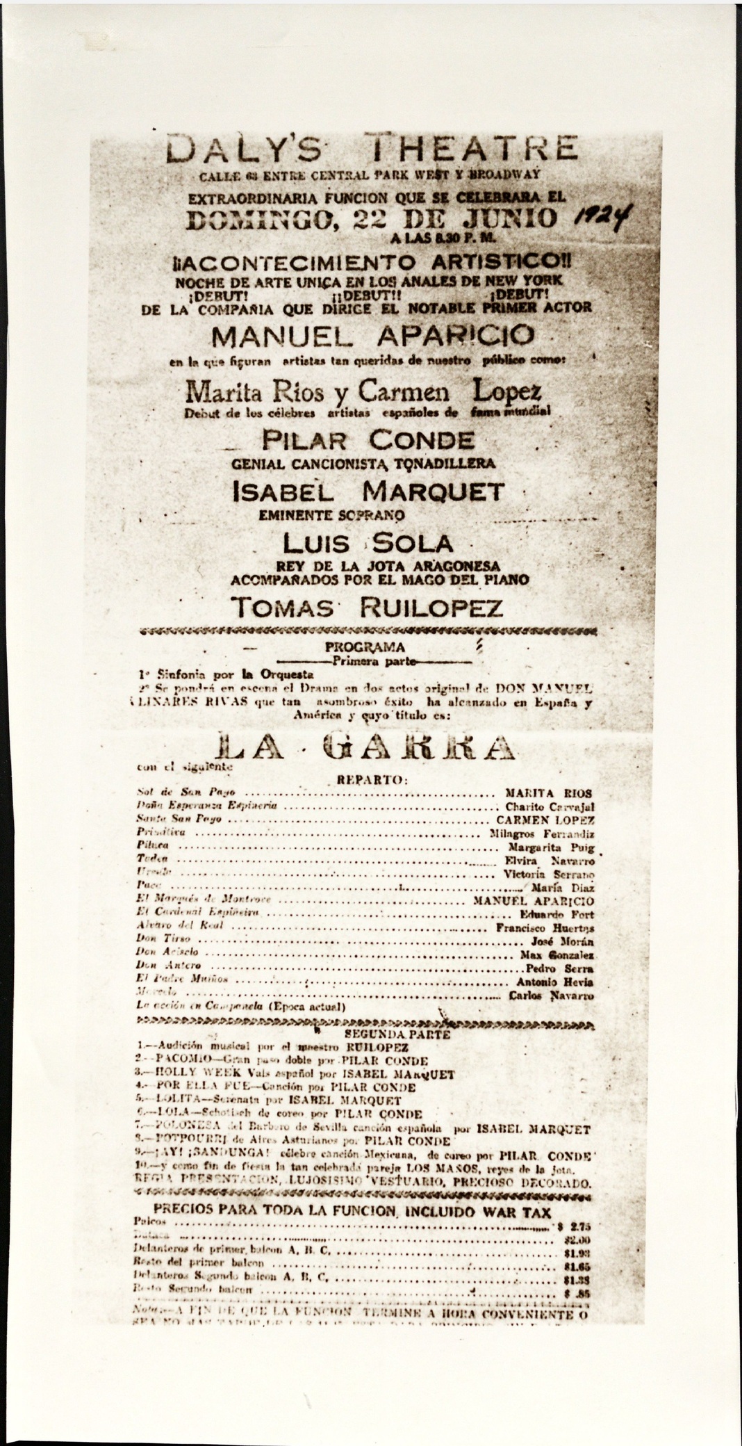 Daly's Theatre acontecimiento artístico, La Garra<br><br>Daly's Theatre artistic event, La Garra