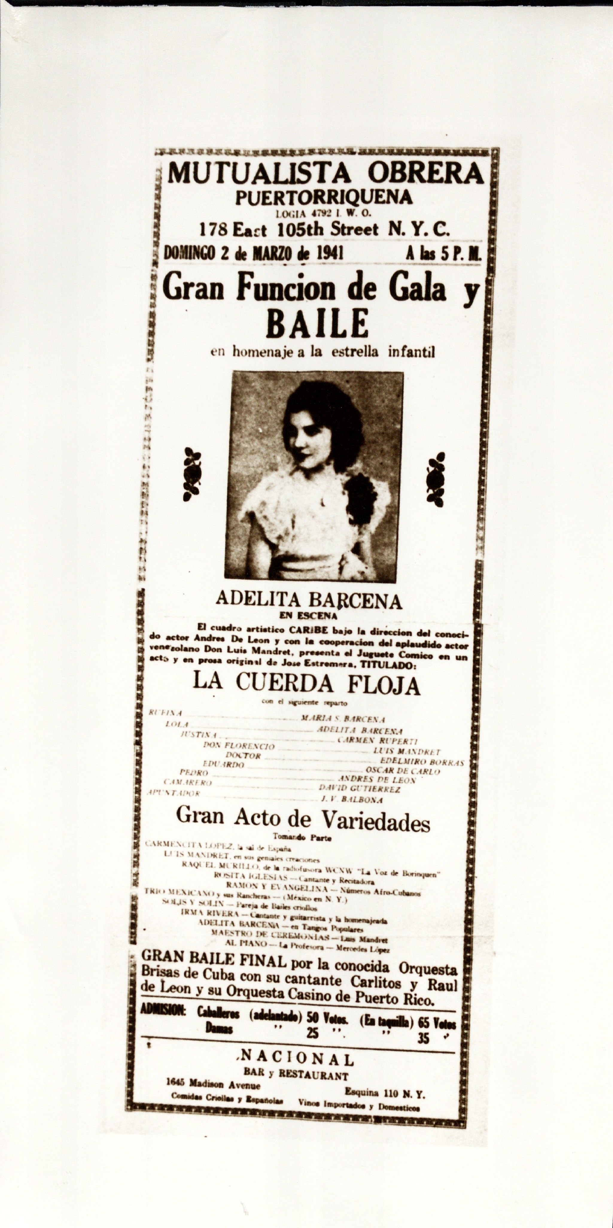 Gran Función de Gala y Baile en homenaje a la estrella infantil Adelita Barcena<br><br>Grand Gala and Dance Show in Homage to the Child Star Adelita Barcena